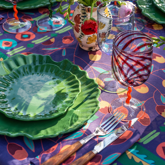 Linen Quilted Placemat in a purple floral pattern