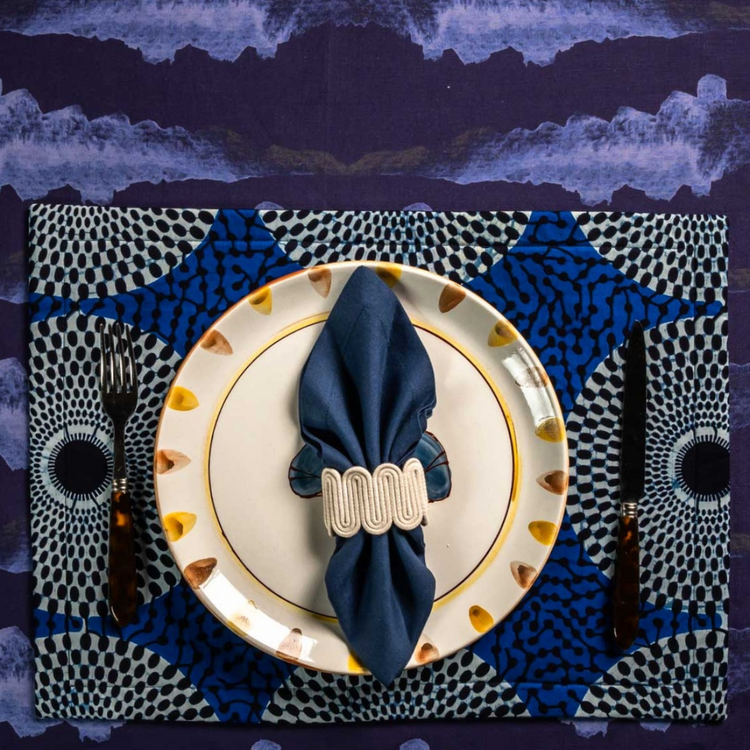 Cotton quilted placemat in blue