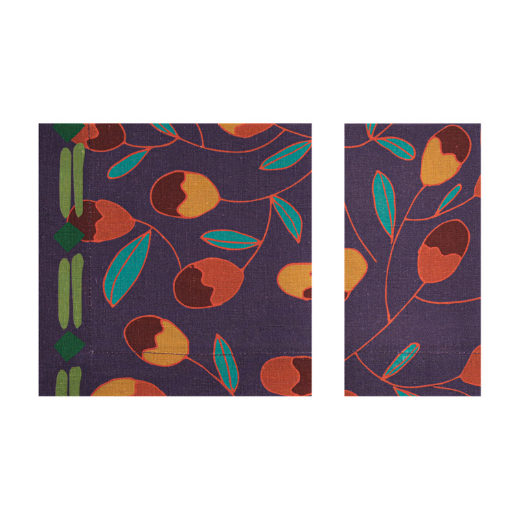 Purple Floral Linen Napkin