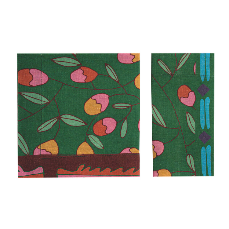 Green Floral Linen Napkin