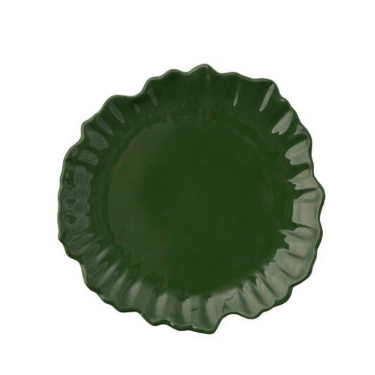 Green Flower Handmade Dinner Plate