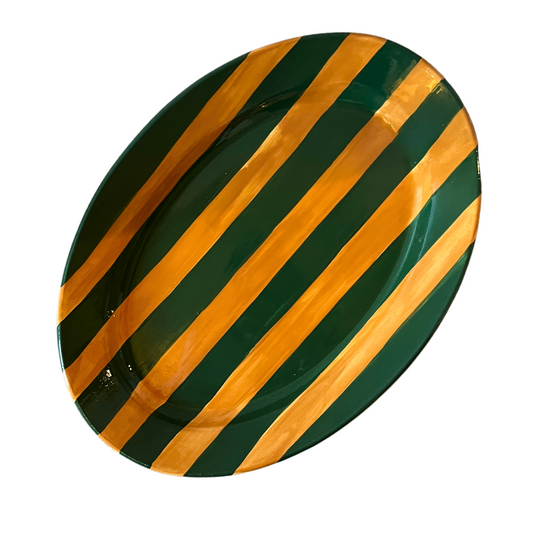 Striped Mustard/Green Large Platter