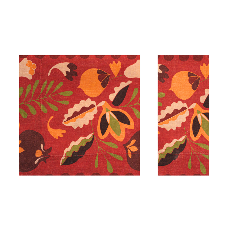 Red Pomegranates Linen Napkin