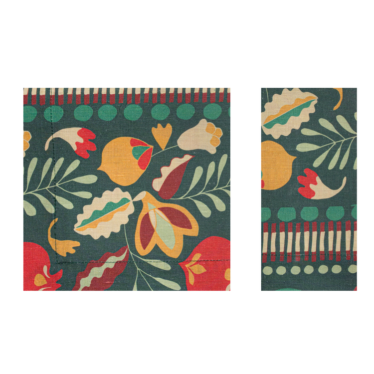 Green Pomegranates Linen Napkin