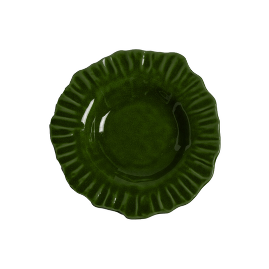 Green Flower Handmade Soup Plate