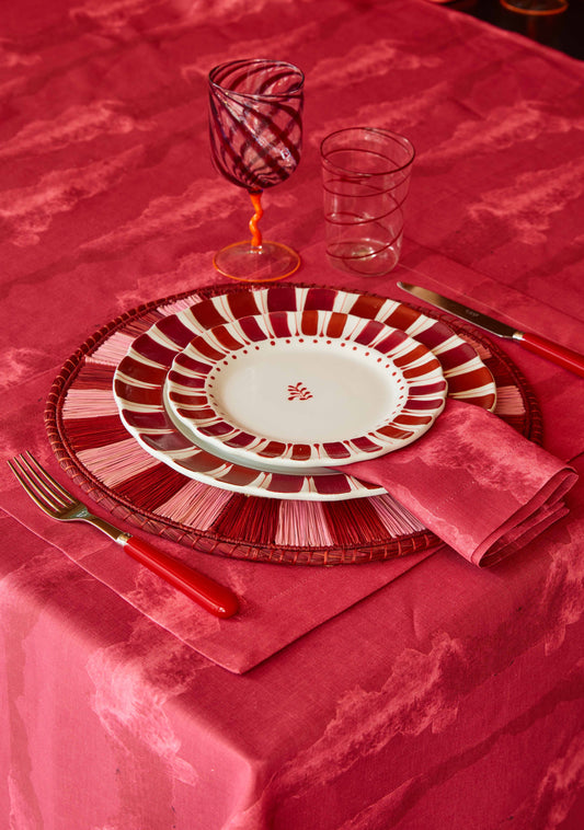 Pomegranates Hand-Painted Bordeaux Ceramic Dinner Plate