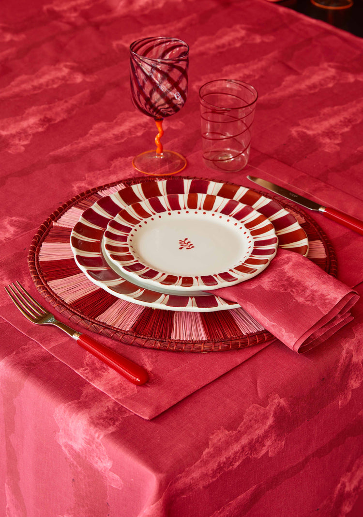 Pomegranates Hand-Painted Bordeaux Ceramic Dessert Plate