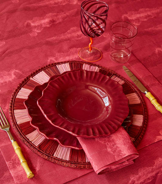 Bordeaux Flower Handmade Soup Plate