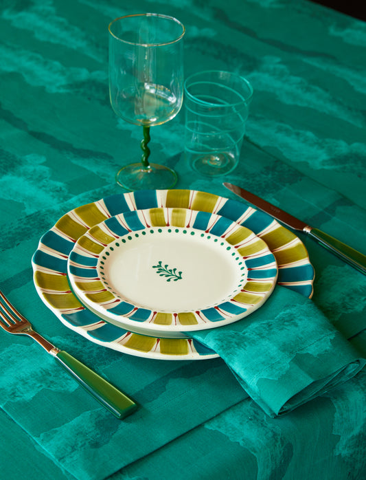 Set of 4 Tie-Dye Green Linen Napkins