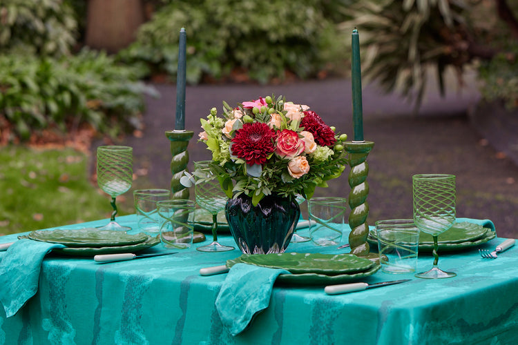 Set of 4 Tie-Dye Green Linen Napkins