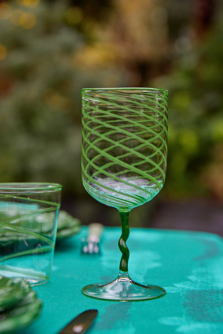 Green Stripes Borosilicate Stem Glass