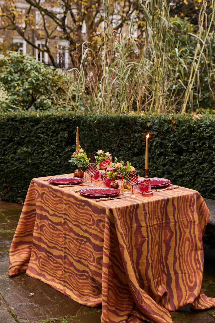 Animal Print Yellow Linen Tablecloth