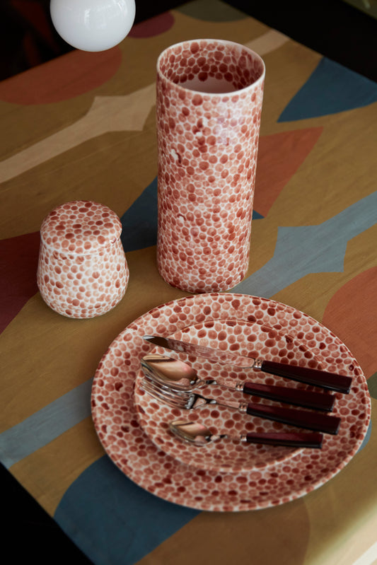 Hand-painted Wine Red Porcelain Dots Vase (Tall)