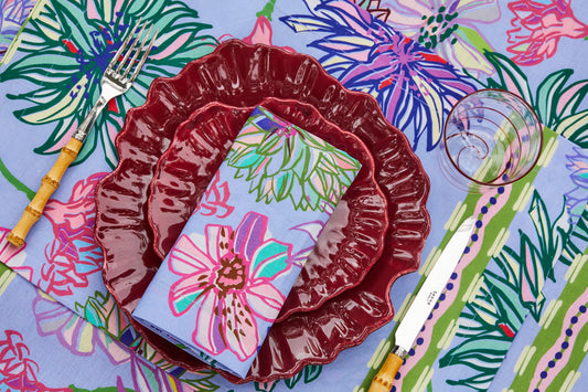 Flower Fields Lilac Linen Tablecloth