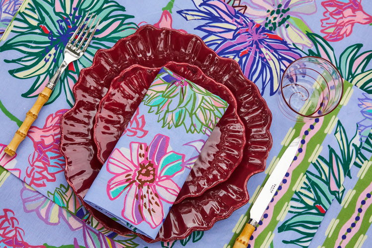 Flower Fields Lilac Linen Tablecloth