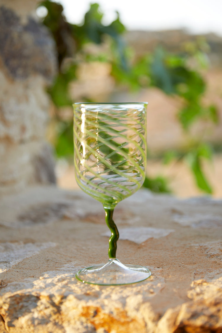 Green Stripes Borosilicate Stem Glass