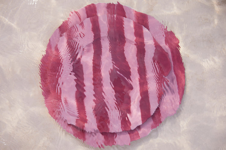 Striped Red Dinner Plate