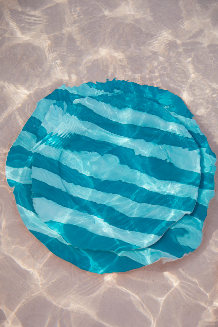 Striped Turquoise Charger Plate