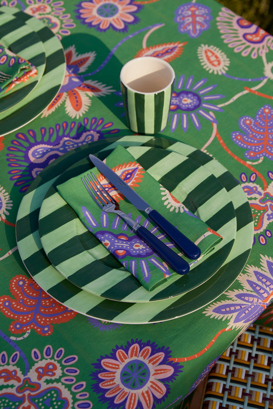 Striped Green Dinner Plate