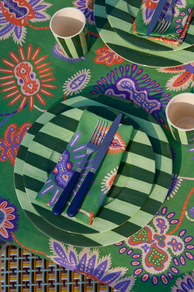 Striped Green Charger Plate