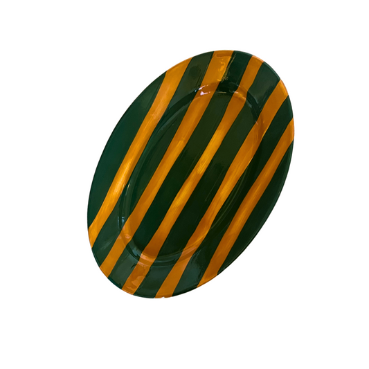 Striped Mustard/Green Small Platter