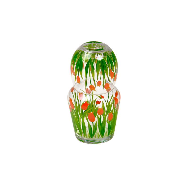 Bedside Table Water Hand-painted Glass Set Tulip Orange