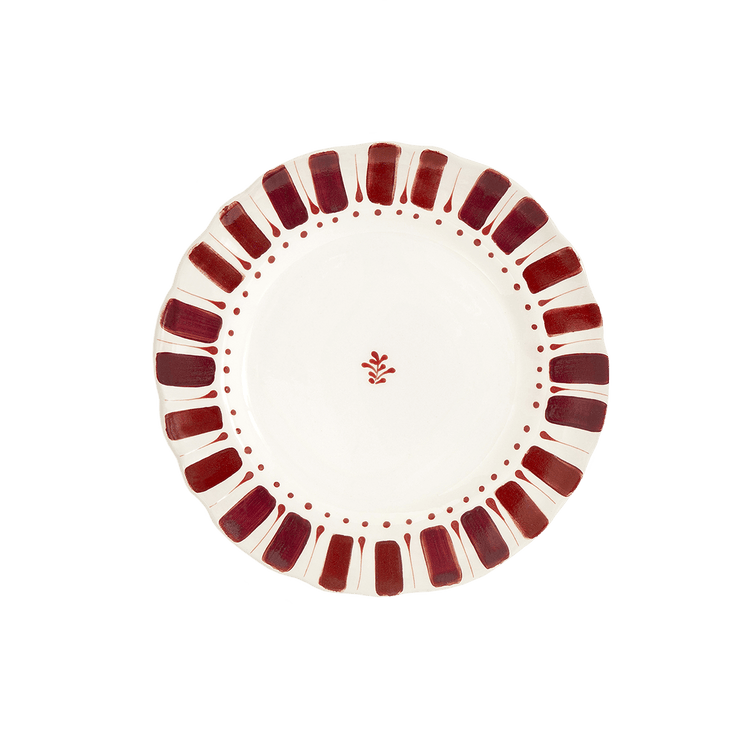 Pomegranates Hand-Painted Bordeaux Ceramic Dessert Plate