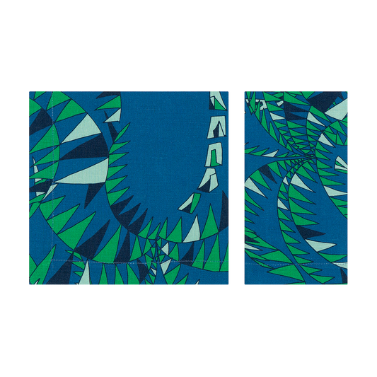 Set of 4 Palm Trees Blue Linen Napkins