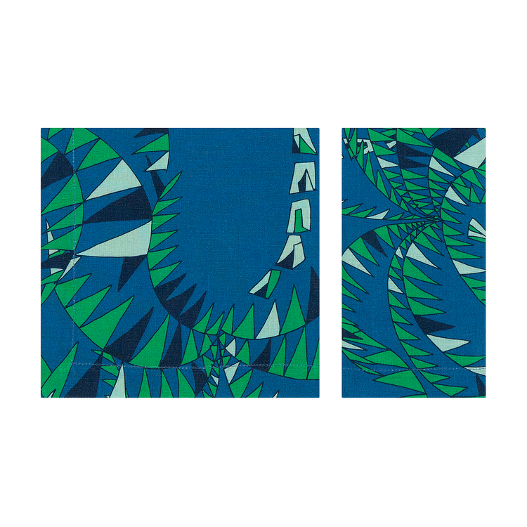 Set of 4 Palm Trees Blue Linen Napkins