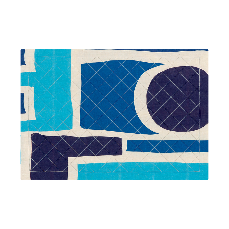 Shapes Blue Linen Quilted Placemats
