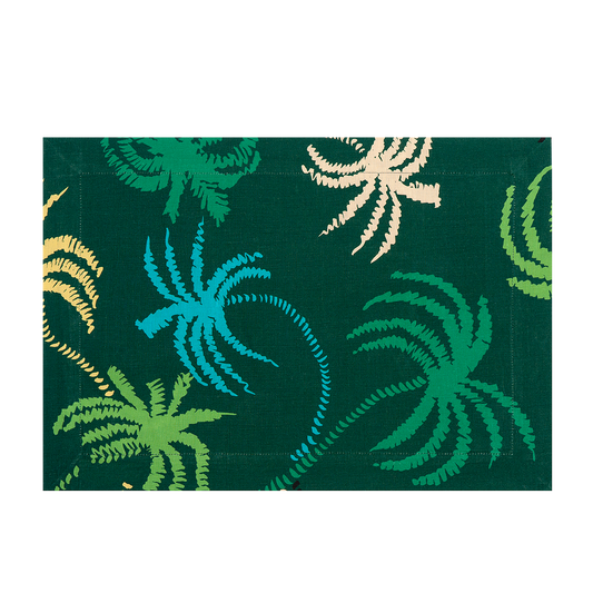 Set of 2 Rêve Tropical Dark Green Linen Placemats