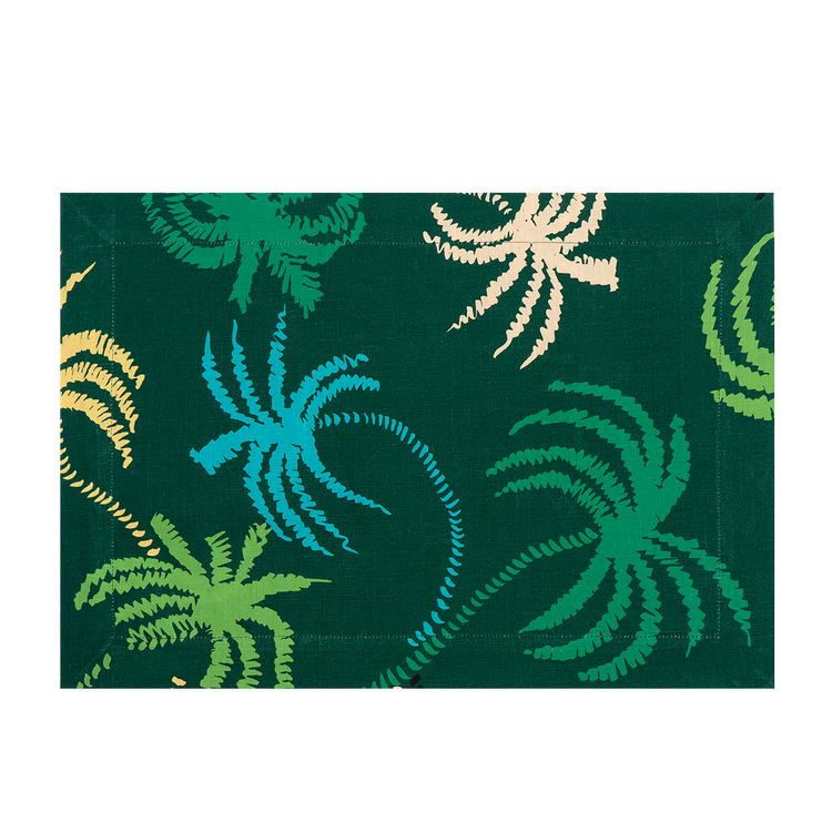 Set of 2 Rêve Tropical Dark Green Linen Placemats