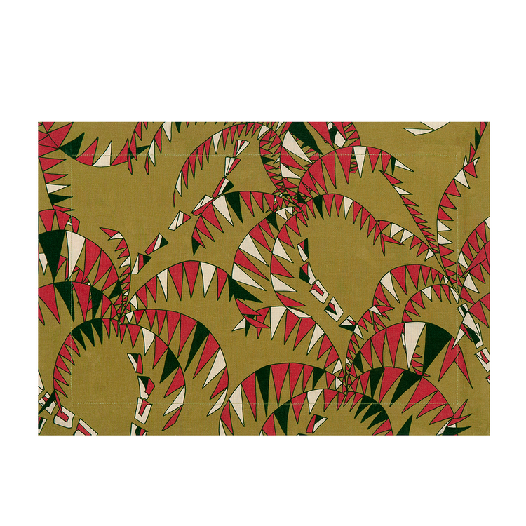 Set of 2 Palm Trees Olive Green Linen Placemats