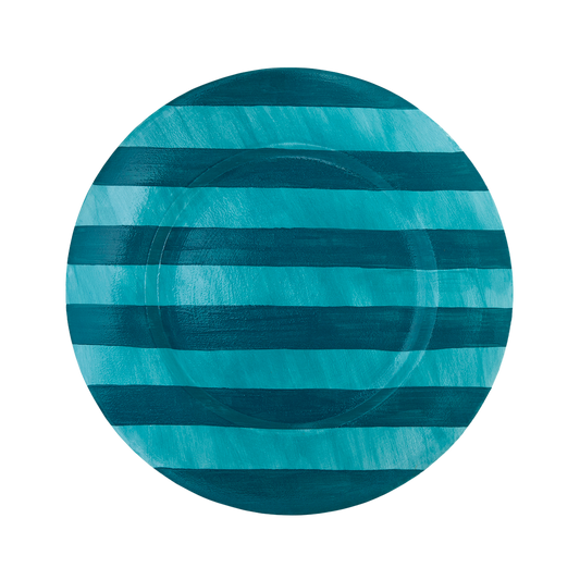 Striped Turquoise Charger Plate