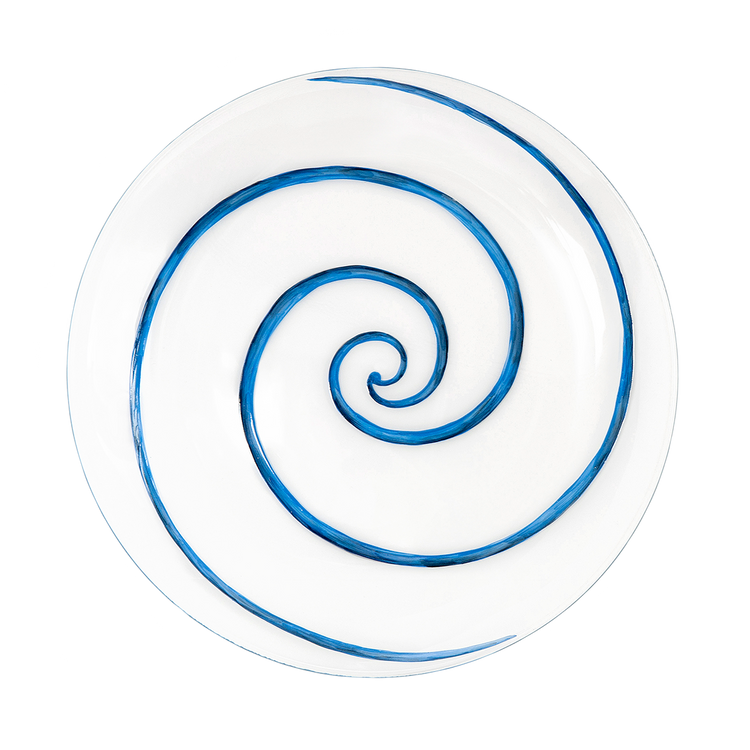 Spiral Blue Dinner Glass Plate