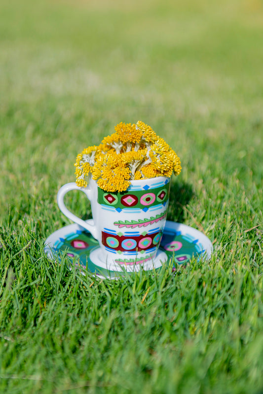 Floral Espresso Cup with Saucer