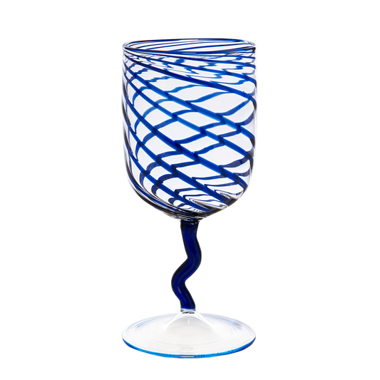 Blue Stripes Borosilicate Stem Glass