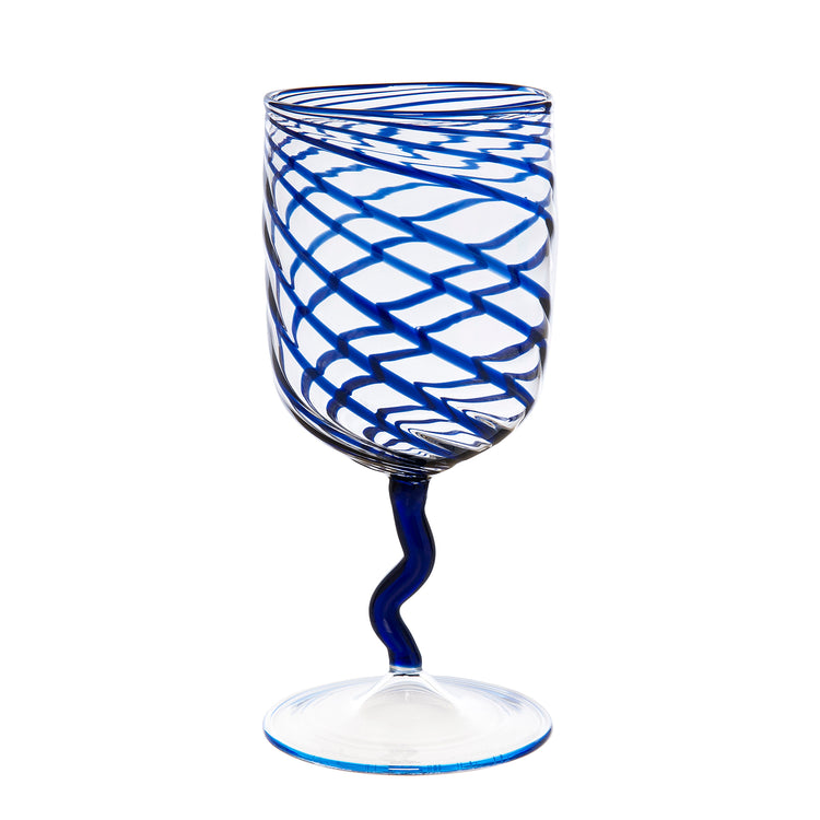 Blue Stripes Borosilicate Stem Glass