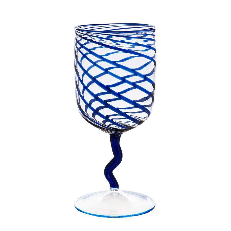 Blue Stripes Borosilicate Stem Glass