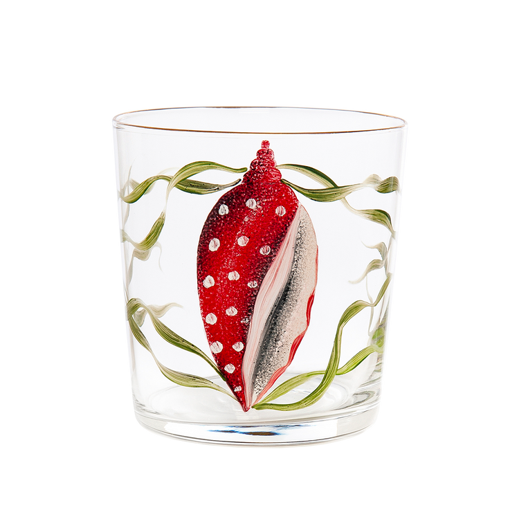 Red Shells Hand-painted Tumbler Glass