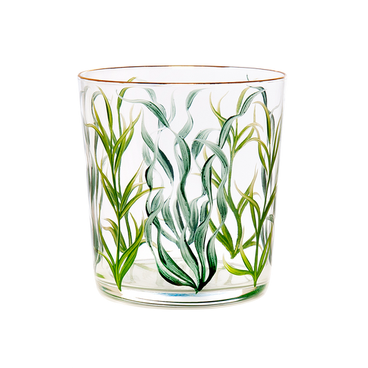 Green Seaweed Hand-painted Tumbler Glass
