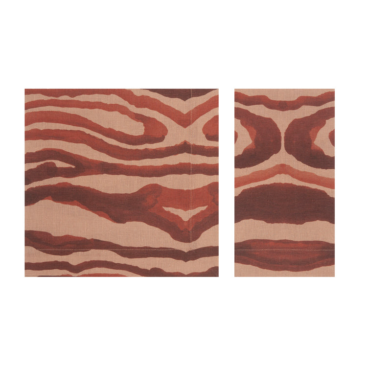 Set of 4 Animal Print Red Linen Napkins