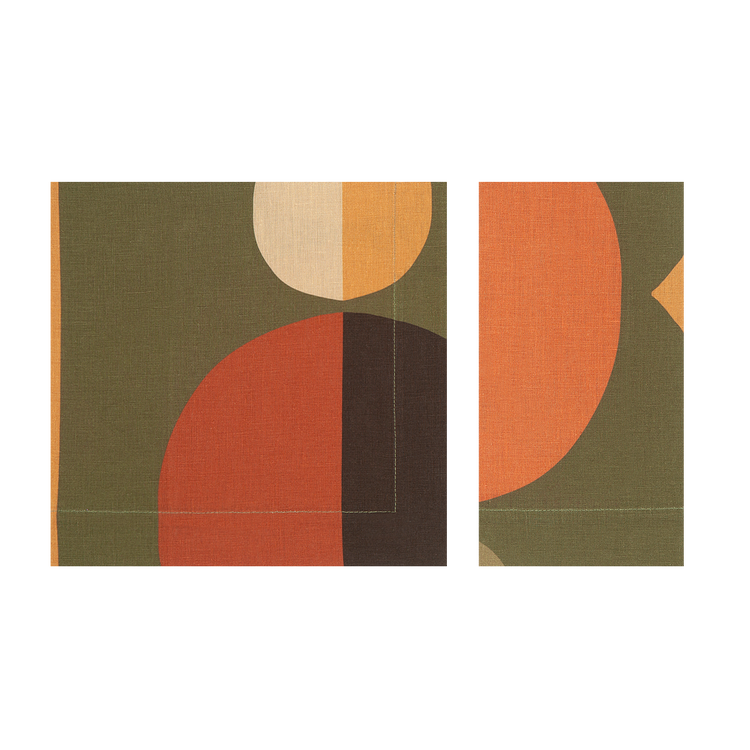 Set of 4 Art Deco Green Linen Napkins