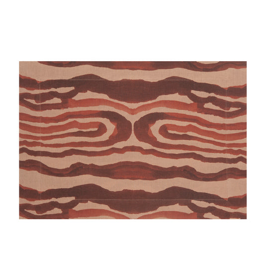 Set of 2 Animal Print Red Linen Placemats