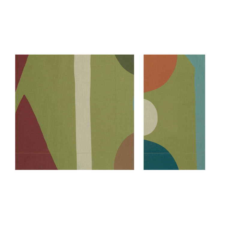 Set of 4 Art Deco Light Green Linen Napkins