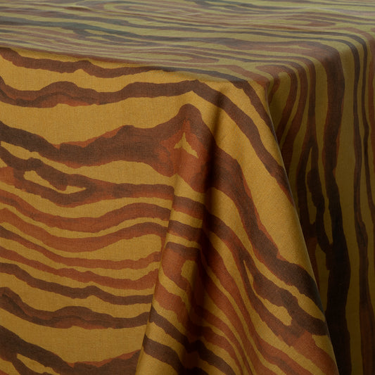 Animal Print Yellow Linen Tablecloth