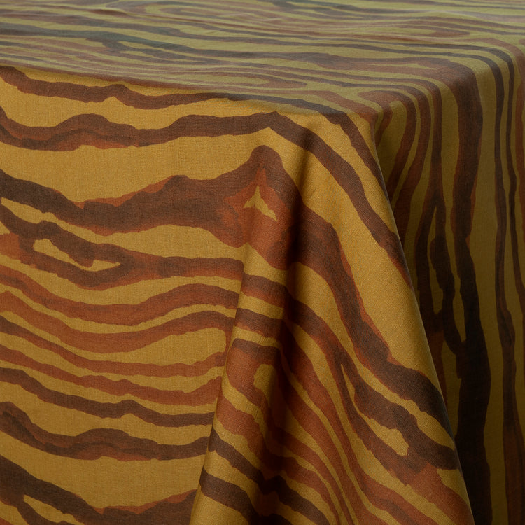 Animal Print Yellow Linen Tablecloth