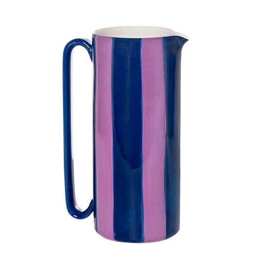 Striped Purple Tall Ceramic Carafe