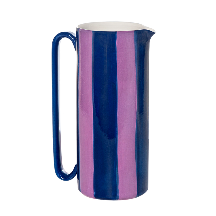 Striped Purple Tall Ceramic Carafe