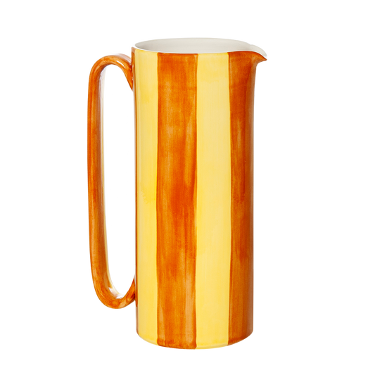 Striped Yellow Tall Ceramic Carafe